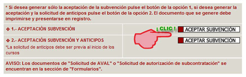 Aceptaci�n subvenci�n