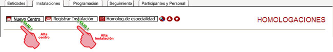 Bot�n alta centros e instalaciones.